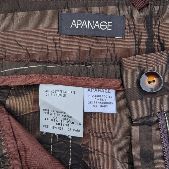 Satin Metallic Stripe Brown Dress Pants - Picture 5 of 6